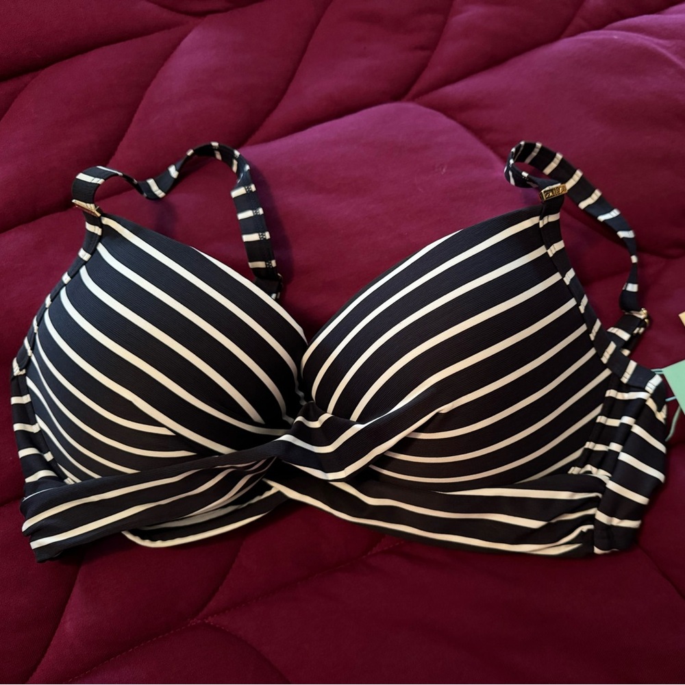 NWT Sea Level Swim Crossfront Navy Swim Top